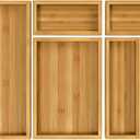 MaxGear Bamboo Kitchen Drawer Organizer, 18x12x2 Inches with 6 Adjustable Compartments, Utensils Cutlery and Flatware Storage for Silverware and Kitchen Accessories