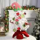 22 inch Snow Flocked Mini Christmas Tree with Lights, Mini Prelit Artificial Fake Xmas Tree Table Top with Hat Toppper Ball Ornaments for Desk Room Office Holiday Party Home Decor