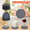 Set of 6 Non-Slip Silicone Coasters with Holder, Double-Sided Absorbent for Hot/Cold Drinks, Scratch & Water Ring Protection for Wood Tables, Home Office Bar, Black Gold Marble (Grey) (Gray)