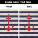 AOYEGO Anchor House Flag Vertical Double Sided Burlap Striped Marine Vector Background Farmhouse Yard Outdoor Seasonal Flags Decoration 28 x 40 Inches