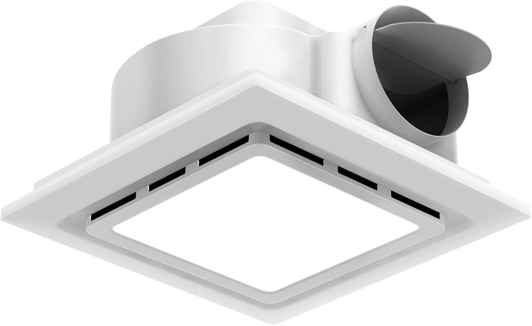 Bathroom Exhaust Fan with Light 130 CFM, Quiet 1.0 Sone, Cutout 9.8"x9.8", 12In Grille, 4In Duct, 6500K 1200Lm LED Light Bath Ceiling Vent Fan Combo for Bathroom Toilet Moisture & Odor Removal