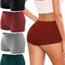 Womens Boyshorts Underwear Seamless Boxer Briefs Full Coverage Soft Stretch Boxer Shorts For Women 4 Pack