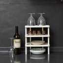 carrotez Small Cabinet Organizer, Set of 2 Stackable Kitchen Counter Shelf, Pantry Storage Shelf Organizer - W10.25 x L8.25 x H4.0 inch - Ivory