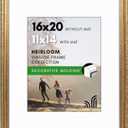 Americanflat 16x20 Picture Frame with Polished Plexiglass - Use as 11x14 Frame with Mat or Display 16x20 Photo Without Mat - Ornate Picture Frames for Wall Display - Gold