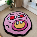 LAKEA Tufted Carpet Cherry Bomb Rug Pink Room Decor Kawaii Rug Small Rugs for Bedroom Cartoon Circle Punch Needle Carpet (39.3X39.3 Inch)