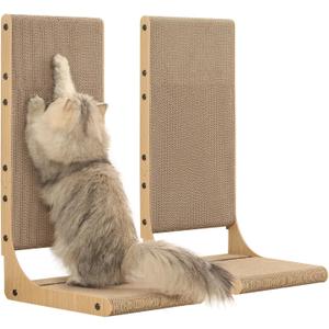 Zakkart 2-Pack Cat Scratching Board, 25.6'' Tall Cardboard L Shape Vertical Cat Scratchers for Indoor Cats, Cat Scratching Post for Wall and Couch, Large
