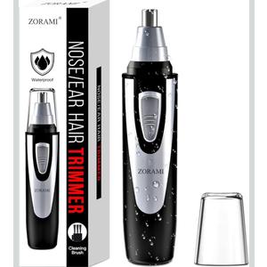 Ear and Nose Hair Trimmer Clipper - 2026 Professional Painless Eyebrow & Facial Hair Trimmer for Men Women,Battery-Operated Trimmer with IPX7 Waterproof,Dual Edge Blades for Easy Cleansing Black