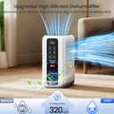 Dehumidifier for Home, Dehumidifiers for Bathroom, Bedroom, Living room, Closet with 68 OZ Water Tank, Moisture Absorbers, Auto Shut Off, Auto Humidity Control, 7 Colors LED Light, Black and White