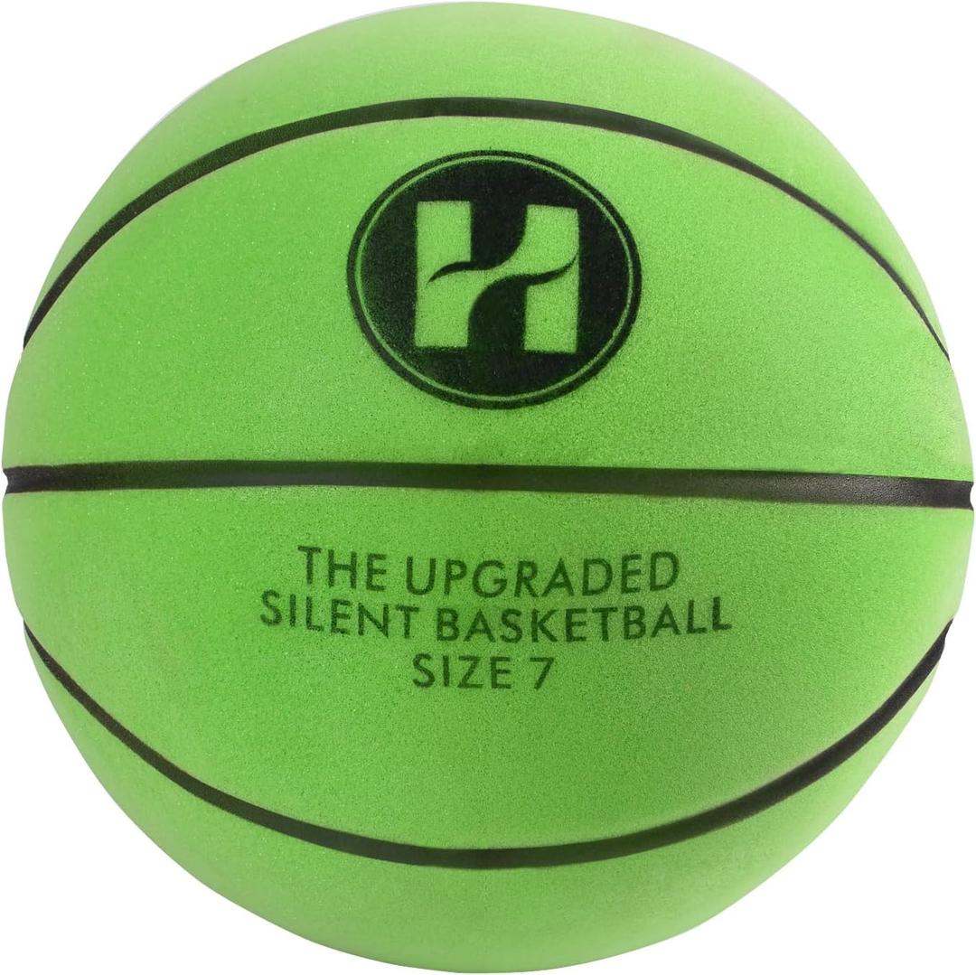 Upgraded Silent Basketball Size 7 (29.5''), Non-Vacuum Packaging Dribble Dream Indoor Basketball, Quiet Bounce Dunk Airless Ball Green