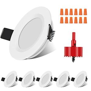 RVZONE RV Boat Recessed Ceiling Light 6 Pack 12V LED Puck Light with Hole Puncher DC 12V 3W Full Aluminum Downlights for Under Cabinet Camper Vans RV Interior Lighting,2700-3200K
