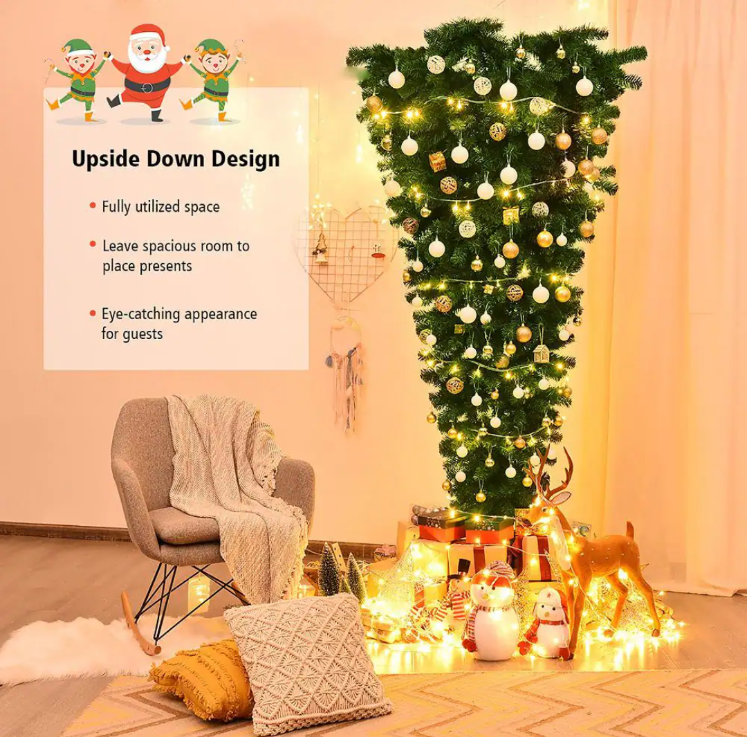 7 ft. Unlit Upside Down Artificial Christmas Tree with 1000 Tips