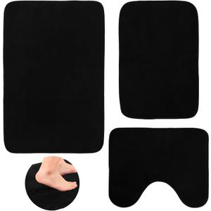 Bathroom Rug Set of 3, Soft Coral Fleece Foam Bath Mats, Non-Slip Absorbent Bath Rugs, Super Soft Area Rugs for Bathroom, Toilet, Kitchen, Shower