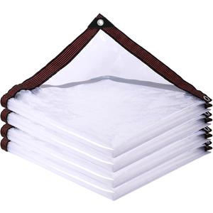 Clear Tarp Waterproof with Grommets 8x10, Heavy Duty PVC Vinyl Tarps Cover, Transparent Tarpaulin Large (Small) for Outdoor/ Camping/ Plant/ Garden/ Chicken Coop/ Cat Litter