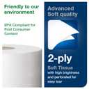 Tork Mini Jumbo Bath Tissue Roll - Toilet Paper Towels with Advanced Soft Quality, Compatible with T2 Tork Dispenser, 12 rolls x 1075, 2-Ply Sheets, Color: White, 11020602, 12 Count