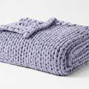 YnM Cooling Weighted Blanket, 100% Cotton Handmade Chunky Knitted Blanket, Weighted Lap, Breathable Heavy Blankets, Machine Washable Throw for Sleep or Home Decor (Light Lavender, 40x50 Inch, 7lbs)