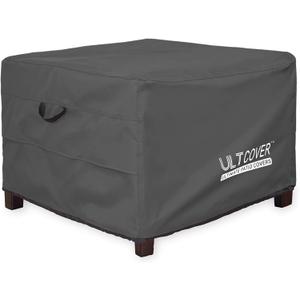 ULTCOVER Waterproof Patio Ottoman Cover Square Outdoor Side Table Furniture Covers Size 20L x 20W x 18H inch, Black