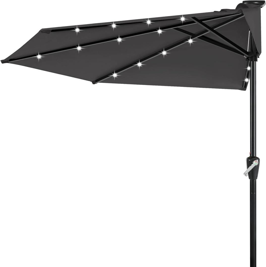 ABCCANOPY Patio Umbrella Outdoor Half Umbrellas for Patio, Backyard, Garden, Deck (11FT, Dark Gray)