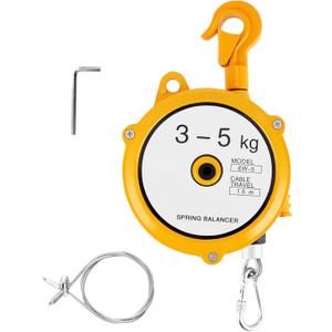 YJINGRUI Retractable Spring Balancer 3~5kg(6.6~11lbs) Hanging Tool Spring Balancer Balancer Retractor 1.5m Wire Rope Hanging Holding Equipment (Yellow)