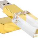 Laak 64GB Crystal Transparent Rectangle Genuine Blink Flash Drive USB 3.0 Wedding Gift Pendrive, Gold