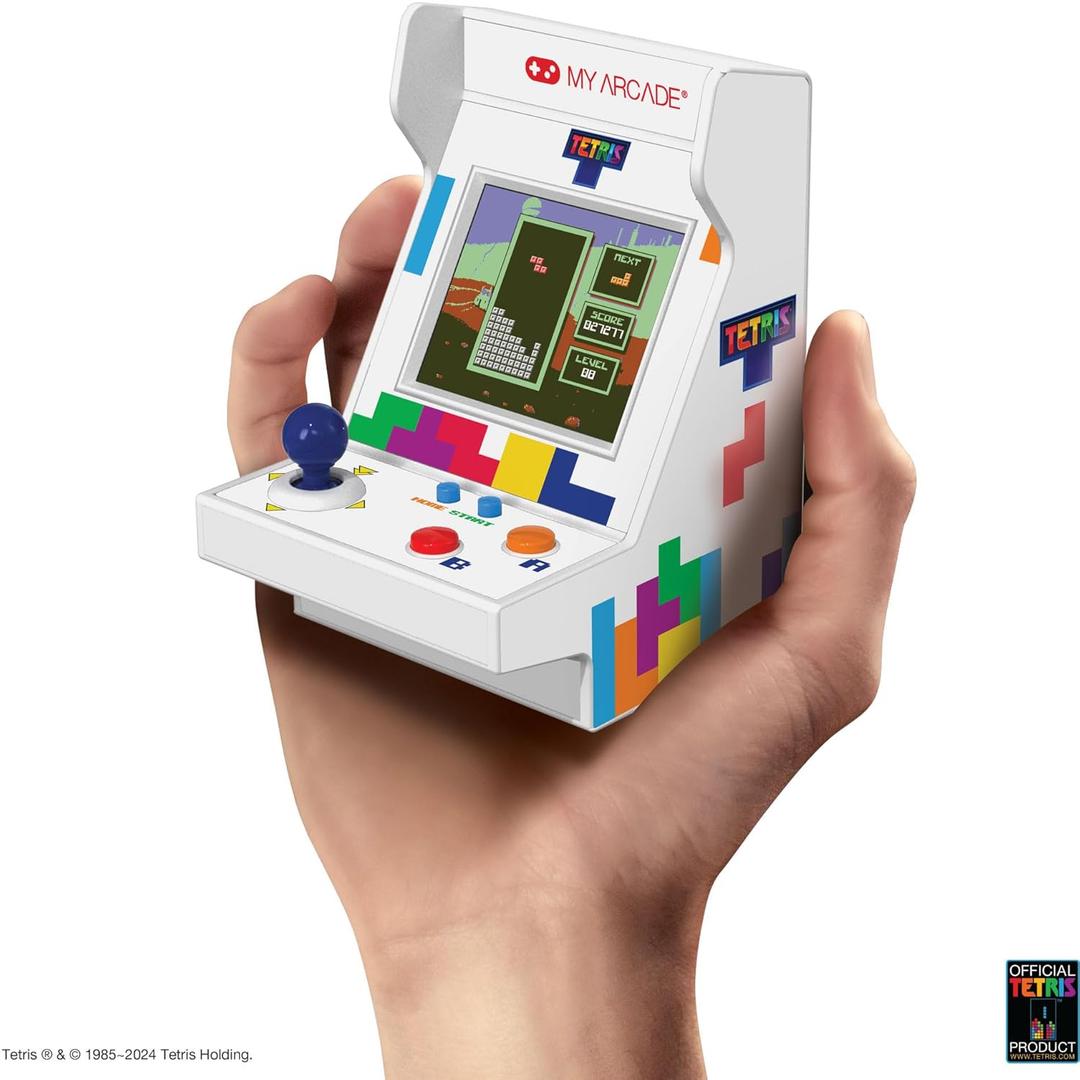 MY ARCADE Tetris Pico Player: Toys for Kids, 3.7" Fully Playable Portable Tiny Arcade Machine with 101 Retro Games, 2" Screen Color Display, Small