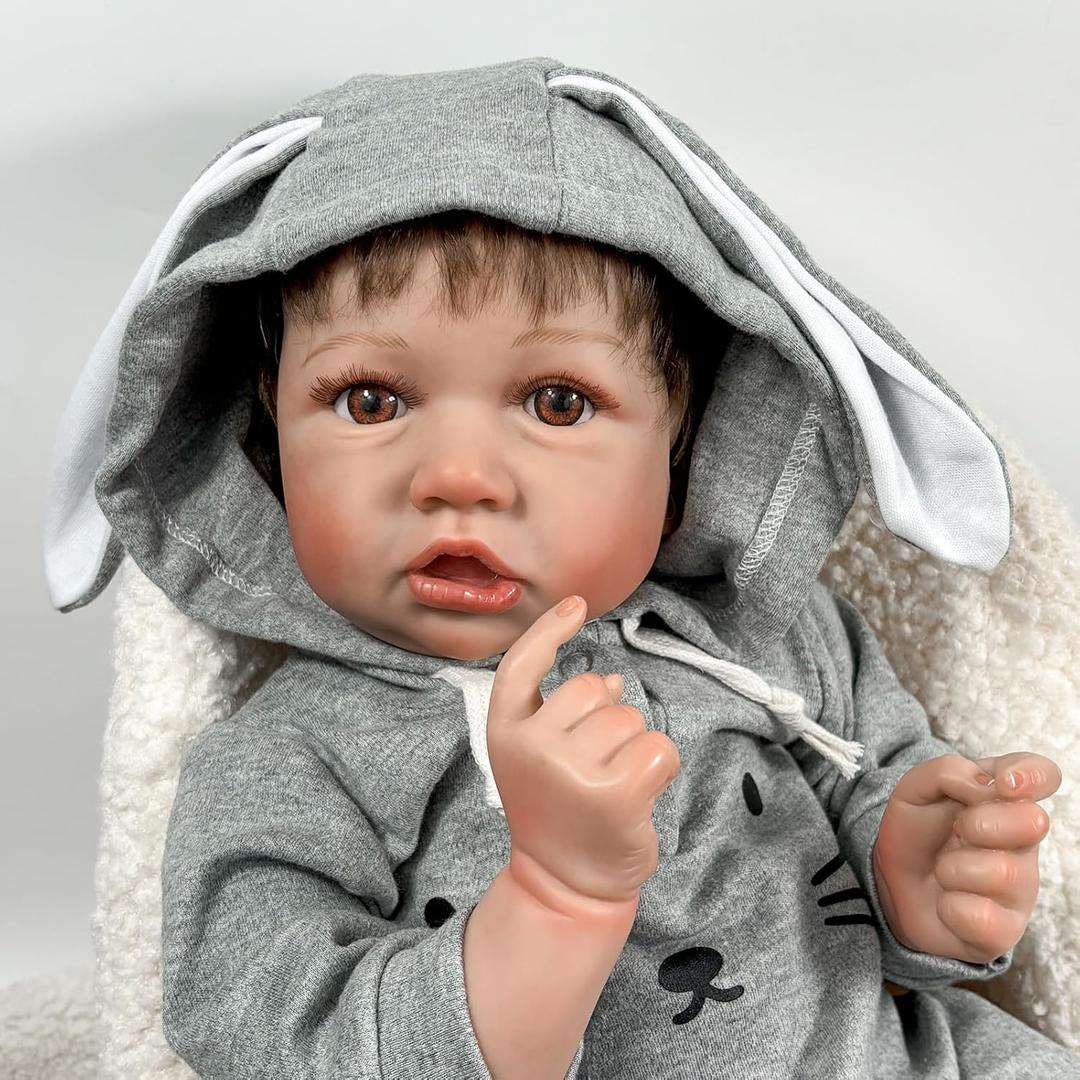 Realistic Reborn Baby Dolls Boy, 22 Inches Realistic Newborn Soft Vinyl Baby Dolls Toy with Bunny Jumpsuit, Birthday Baby Doll Gift for Kids Age 3 + Realistic Reborn Baby Dolls Boy, 22 Inches Realistic Newborn Soft Vinyl Baby Dolls Toy with Bunny Jumpsuit, Birthday Baby Doll Gift for Kids Age 3 +