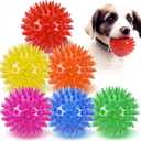 6 Pack Squeaky Spiky Dog Balls, Puppy Chew Toys for Teething, Food-Grade TPR Rubber Durable, Interactive Fetch Floating Dog Pool Ball Toy for Chewers for Small Medium (Small)