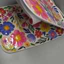 TP Large Melamine Serving Trays with Handles, 19" x 12", Set of 2, Floral