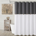 XOGUIBO Farmhouse Shower Curtain Linen Button Woven Fabric Country Rustic Western, Grey & Cream 72" W x 72" L