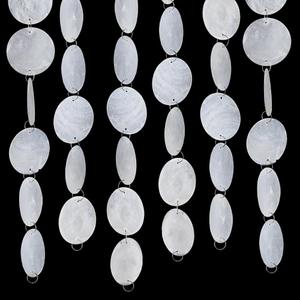PH PandaHall 9.7 Feet Round Natural Shell Chains, 2 inch White Capiz Shells Capiz Shells Pieces Sea Shell Garland Strands with Metal Loops for Wind Chimes Door Curtain Handcrafts Jewelry Making