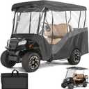 KEMIMOTO Golf Cart Enclosure, 4 Passenger Golf Cart Rain Cover, 600D Waterproof Driving Enclosure with Clear PVC Windshield for Extended Roof Golf Cart, 4 Seats (for 86-88L)