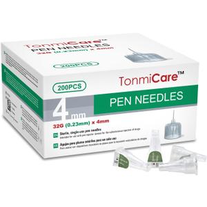 Pen Needles 32g 4mm Ultra Fine, Compatible with Most Diabetes Pens, 200 pcs/Box (5/32'')
