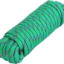 MaxxHaul 3/8-inch x 50 ft Diamond Braided Polypropylene Rope - 500 lb Load Capacity, Weather & UV Resistant Utility Cord - Ideal for Camping and DIY Projects (50227)