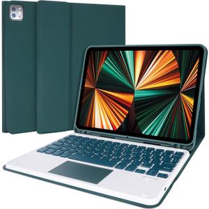 LAMA Touchpad Keyboard Case for iPad Air 11 inch 2025 7th/2024 6th & 10.9 -inch iPad Air 4th/5th Gen, Folio Keyboard Cover with Pencil Holder for 11 inch iPad Pro (4th/3rd/2nd/1st Gen), Dark Green