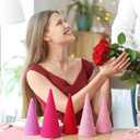 Novabright 5 Pcs Valentine's Day Cone Decoration Tree 6" 8" 10" Wool Plush Tabletop Centerpiece Decor Valentines Cone Tree Tiered Tray Decor for Home Wedding Anniversary Fireplace Shelf Decoration