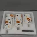 Halloween Flameless Pillar Candles with Remote, Flickering Pumpkin Bats LED Candles Battery Operated Set of 3