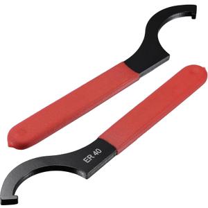 uxcell C Hook Spanner Wrench for Lathe Clamping ER40 Collet Chuck Nut with Red Non-slip Handle 2pcs