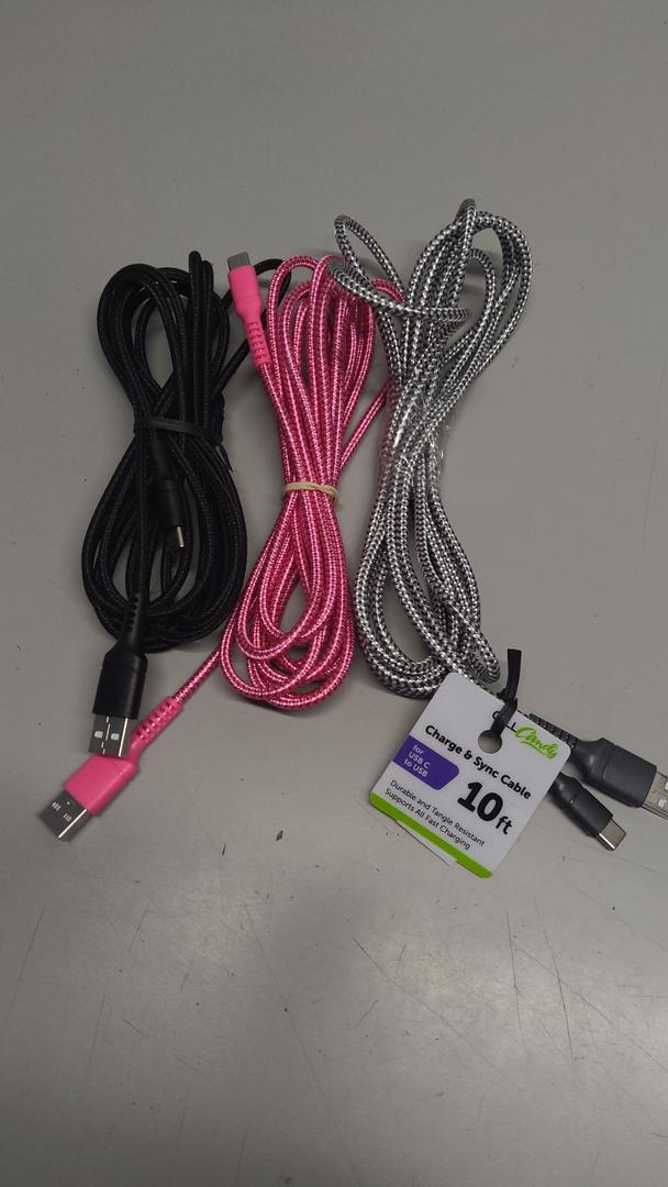 CellCandy 10 ft USB-C to USB Charge & Sync Cable, Pack of 3