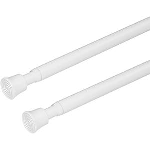 KXLife 2Pcs Small Tension Rod 11 to 17 Inch, Adjustable Thin Mini Spring Loaded Curtain Tension Rods for Windows, Closet, RV, Trailer, Cupboard, Refrigerator (White)