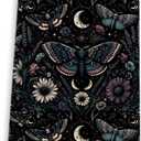 Gothic Witchy Kitchen Towels, Boho Moon Butterfly Flower Hand Towels for Bathroom Decor, Dark Cottagecore Moth Floral Botanical Dish Towel Tea Towel for Kitchen Decor, 16x24 Inch (Style5)