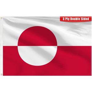 2x3 Ft Greenland Flags Double Layers Heavy Duty Durable Large Flag Banner Outdoor Indoor Decorations with 2 Brass Grommets