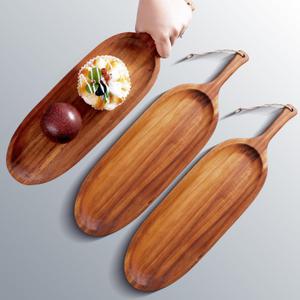 Wooden Serving Trays with Handle, 3PCS Acacia Wooden Trays Dinner Plates16.5 Wooden Plates Wood TraySolid Wood Plate for Meat Steak Dessert Bread Unbreakable Farmhouse Plate