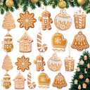 Geelin 40 Pcs Christmas Gingerbread Ornaments Small Wooden Cookies Baking Theme Christmas Tree Hanging Gingerbread Ornaments Pie Decoration for Xmas Tree Festive Season Holiday Party(Classic)