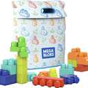 MEGA Bloks Fisher-Price Toddler Blocks Toys Set, Build n Play Bag with 60 Plant-Based Pieces and Storage, Blue, Ages 1+ Years