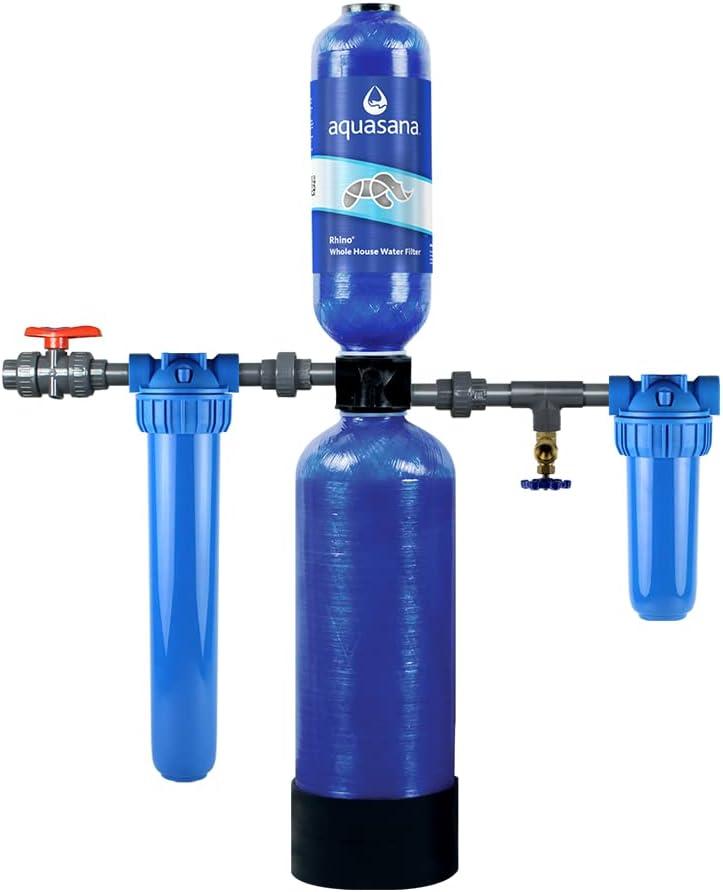 Aquasana Whole House Water Filter System | 1,000,000 Gallons | Carbon & KDF Media | Reduces 97% Chlorine & Sediment | Includes Pre- and Post-Filters | Rhino WH-1000
