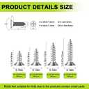 620 Pcs M3 Small Wood Screws - 304 Stainless Steel Phillips Flat Head Short Screw Kit, 4 Sizes (6/8/10/12mm), Salt Spray 1000hrs, for Cabinets, Bathroom Fixtures & Toy Models.