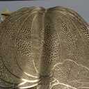 Sliner 12 Pack Thanksgiving Pumpkin Placemats 17 x 16 Inch Vinyl Metallic Pressed Fall Autumn Table Mat Decorations Farmhouse Harvest Pumpkins Round Placemats for Party Kitchen Dinning (Gold)