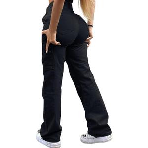 Women's Cargo Jeans Pants (X-Large, B-black 1)