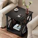 GreenForest End Table with 2-Tier Storage Shelf, 19.7 inch Side Table for Living Room, Modern Nightstand Bedside Table for Bedroom Office, Black