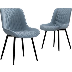 YOUNIKE Dining Chairs Set of 2 with High Back Mid Century Modern Kitchen & Dining Room Chairs PU Faux Leather Upholstered Wide Comfortable Padded Accent Chair for Living Room Bedroom Greyish Green