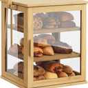 WOWLIVE Bamboo Bread Box for Kitchen Countertop, Large 3 Layers Bread Storage Container for Homemade Bread with Window, Farmhouse Breadbox Organizer for Kitchen, Cabinet, Pantry (Natural, Extra Large)